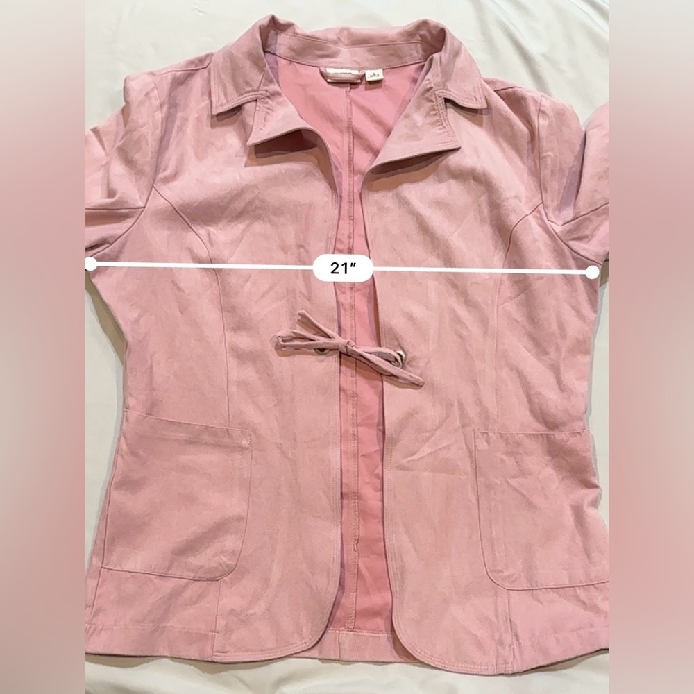 Cato Light Pink Suede Tie-front Jacket - Picture 9 of 14